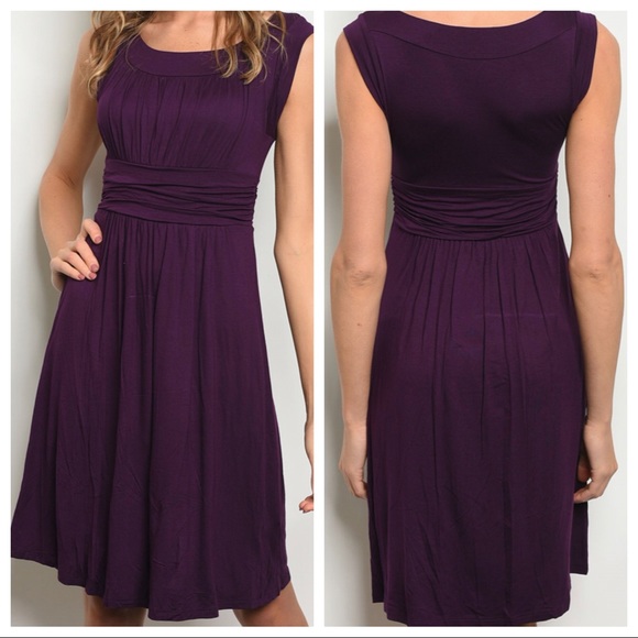 Purple Jersey Knit Sleeveless Dress - Picture 8 of 8